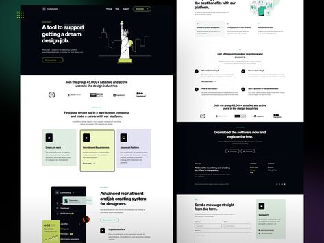Community - Landing Page / Sass Website by Tomasz Mazurczak for STUDIO on Dribbble Sass Website Design, Web Layout Design, Design Jobs, Web Layout, Dream Design, Web Design Inspiration, Landing Page, Layout Design, Global Community