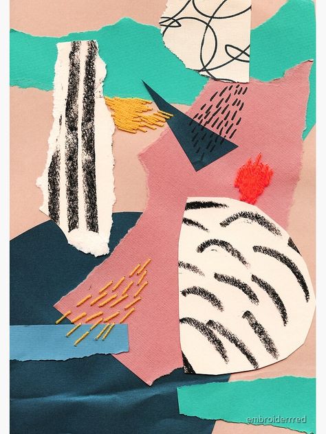 "abstract collage with embroidery" Poster by embroiderrred | Redbubble Abstract Inspiration, Ideas Embroidery, Abstract Embroidery, Collage Art Projects, Paper Collage Art, Abstract Collage, Color Collage, Tech Art, Arte Sketchbook