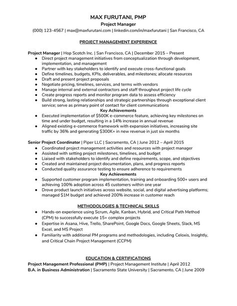 How to Write a Project Manager Resume (Plus Example) - The Muse Project Manager Cover Letter, Online Jokes, Management Resume, Resume Summary Examples, Resume Profile, Project Manager Resume, Chronological Resume, Resume Summary, Proposal Example