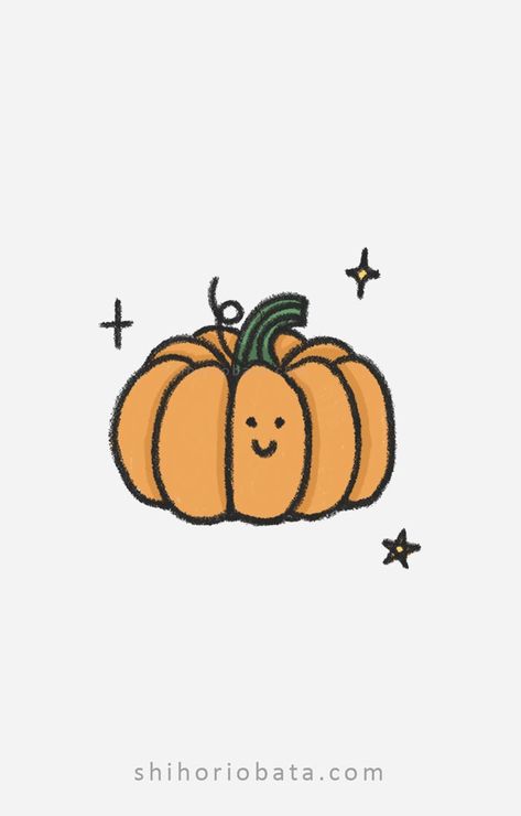 How to Draw a Pumpkin: Step-by-Step Easy Drawing Tutorial Pumpkin Crayon, Shihori Obata, Draw A Pumpkin, Easy Halloween Drawings, Pumpkin Drawing, Rabbit Drawing, Easy Doodle, Circle Drawing, Easy Drawing Tutorial