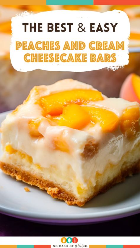 Discover the perfect summer dessert! These Peaches and Cream Cheesecake Bars are a crowd-pleaser with layers of buttery crust, creamy cheesecake, and sweet peach topping. Ideal for picnics or cozy gatherings, they're as delightful to look at as they are to eat. Pin this for an easy-to-follow recipe that promises to be the highlight of your next get-together. Don’t forget to save and share! Peaches And Cream Cheesecake, Peach Topping, Peach Desserts Easy, Peaches Cream Cheese, Peach Cheesecake, Peach Pie Filling, Cream Cheese Desserts, Cream Cheesecake, Baked Peach