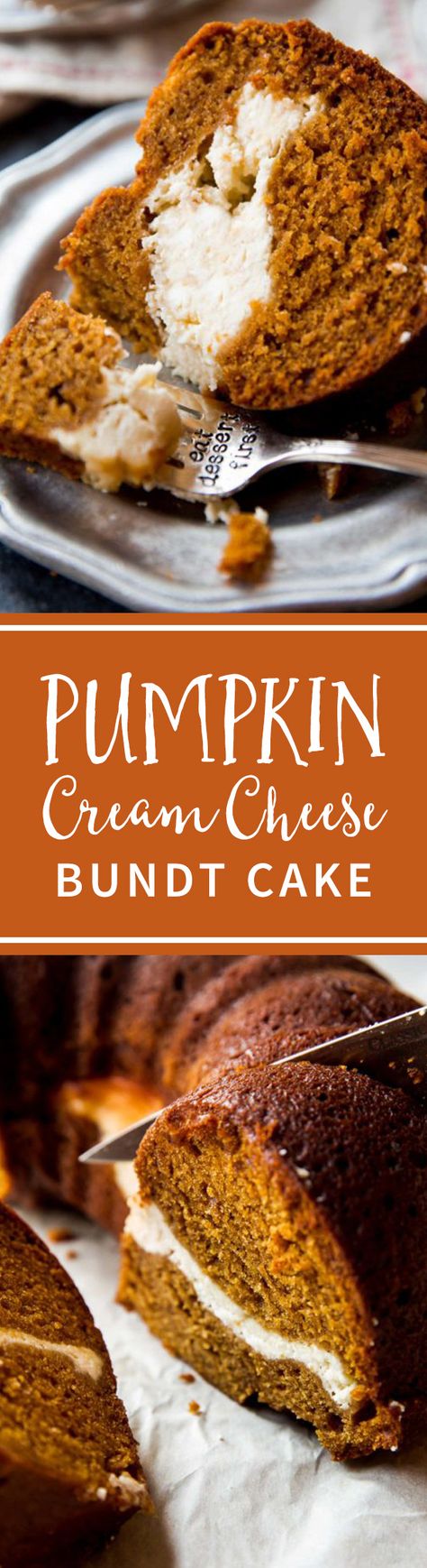 You have to try this pumpkin cream cheese bundt cake recipe! Both layers are irresistible and it's so easy! Recipe on sallysbakingaddiction.com Pumpkin Cream Cheese Bundt, Brownies Truffles, Autumn Sweets, Cream Cheese Bundt Cake, Pumpkin Bundt, Weight Watcher Desserts, Fall Goodies, Pumpkin Bundt Cake, Autumn Food