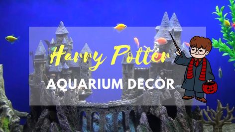 Harry Potter Fish Tank Ideas, Harry Potter Aquarium, Harry Potter Fish Tank, Diy Aquarium Decor, Hogwarts Decor, Glofish Aquarium, Harry Potter Memorabilia, Fish Names, Aquarium Gravel