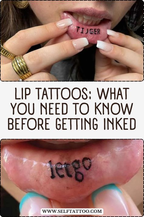 Inner lip tattoos are inkings that appear on the inside of the bottom lip. They can only been seen when the tattooee folds down their bottom lip. this is what you need to know about a lip tattoo inner lip tattoo designs, inside lip design, lip tattoos for women Inner Palm Tattoo, Yeehaw Lip Tattoo, Inside Lip Tattoos Ideas, Mouth Tattoo Inner Lip, Under Lip Tattoo, Funny Lip Tattoo, Lip Tattoos For Women, Matching Lip Tattoos, Bottom Lip Tattoo