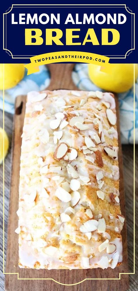 Lemon Almond Bread, Mother's day brunch ideas, snack ideas Lemonade Bread Recipe, Lemon Almond Bread, Lemon Almond Loaf, Lemon Quick Bread, Almond Quick Bread, Starbucks Lemon Bread Recipe, Lemon Bread Recipe, Lemon Bread Starbucks, Iced Lemon Loaf Recipe