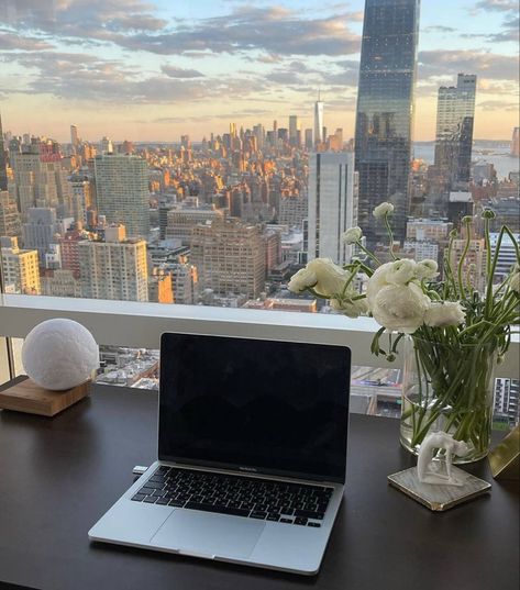 Office Nyc, Lacewings, Focus Studying, Office With A View, Work Vision Board, City View Apartment, New York Office, Apartment View, Nyc Aesthetic