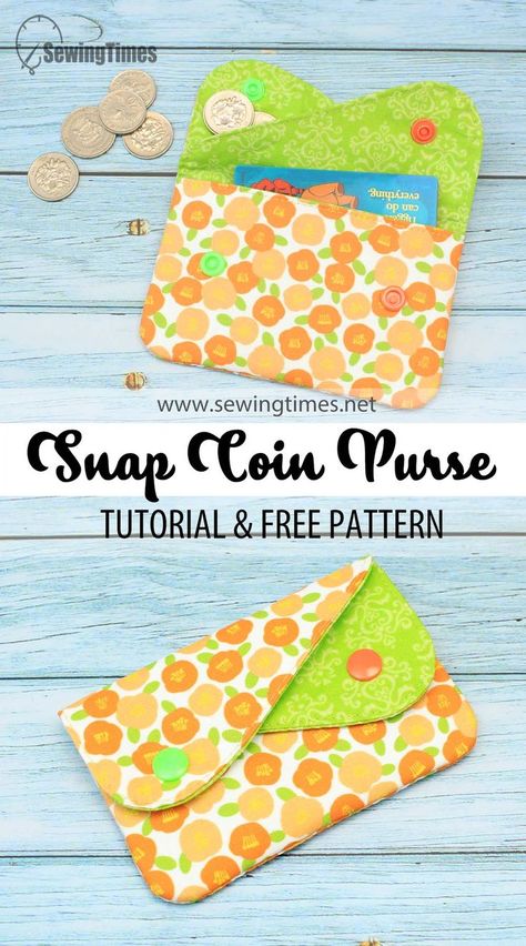 DIY Snap Coin Purse - Sewing Pattern & Tutorial | Double Snap Coin Pouch Tutorial [sewingtimes] Envelope Pouch Diy, Card And Coin Purse Pattern, Snap Purse Pattern, Snap Coin Purse Diy, Crochet Coin Purse Free Pattern Zipper Pouch Tutorial, Diy Pouch Pattern, Free Coin Purse Pattern, Free Pouch Patterns To Sew, Small Coin Purse Pattern Free Sewing