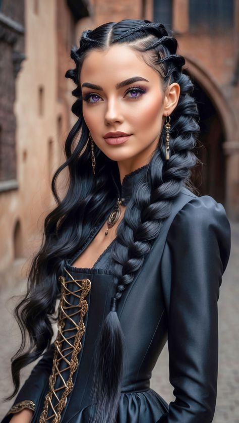 Marie Laveau, Hair Mistakes, Goth Hair, Goddess Braids Hairstyles, Goddess Hairstyles, Festival Hair, Long Black Hair, Long Black, Braid Styles