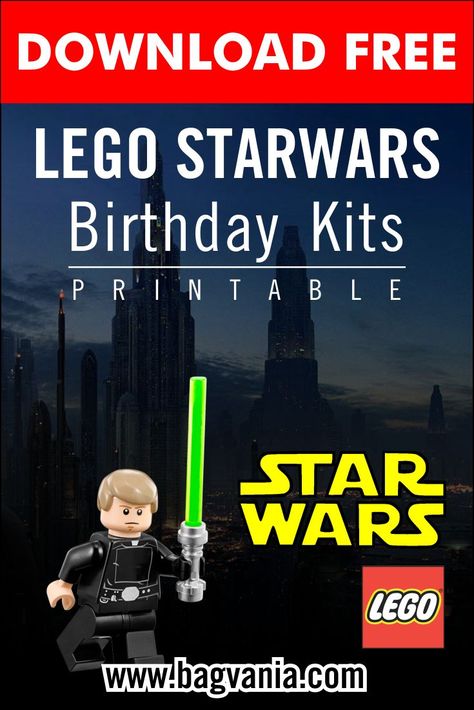 Download Now Free Printable LEGO Star Wars Birthday Party Kits Template #free #freeinvitation2019 #birthday #disney #invitations #invitationtemplates Lego Star Wars Invitations, Lego Star Wars Birthday Party Invitations, Star Wars Lego Party Decorations, Lego Star Wars Printables Free, Star Wars Invite, Star Wars Party Invitations, Star Wars Lego Birthday Party, Star Wars Birthday Invitations, Starwars Party Ideas