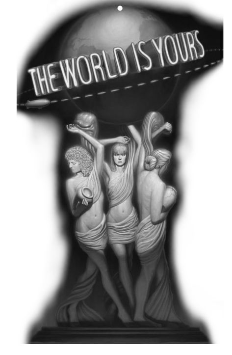 The World Is Yours Tattoo Design Drawing, Pleasure Seeker Tattoo, Ambition Tattoo Men, Scarface Statue Tattoo, The World Is Yours Tattoo Scarface, The World Is Yours Tattoo Stencil, Rich Tattoo Ideas, Destined For Greatness Tattoo, Street Tattoo Ideas