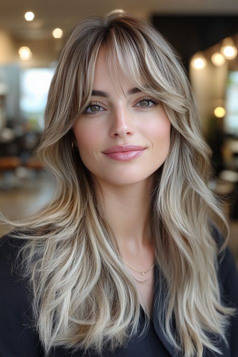 23 Fabulous Hairstyles For Big Foreheads That You'll Love Bangs For A High Forehead, Long Hair With Layers Big Forehead, Side Bangs For Big Forehead, Best Haircuts For Large Foreheads, Bangs For A Long Face, How To Style Hair With Large Forehead, Cute Haircuts For Big Foreheads, Updo Big Forehead, Hair For Big Foreheads For Women