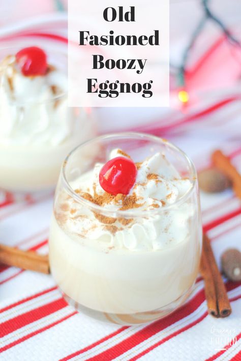 An old fashioned eggnog recipe...with a BIG kick! This boozy eggnog has been in our family for generations and is hands-down the best version of the drink you'll ever try! Feta Green Beans, Eggnog Recipe Spiked, Best Eggnog Recipe, Alcoholic Eggnog, Eggnog Cocktail, Eggnog Recipe Homemade, Eggnog Fudge, Slush Recipes, Hollywood Bowl