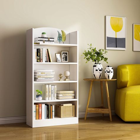 PRICES MAY VARY. Versatile Bookshelf - This Book Shelf displays and organizes your goods in modern style, and matches any room or furniture style. Ideal for bathroom, bedroom, kitchen, living room as a display shelf, storage cabinet or plant stand. Elevate Your Living Space - Whether you are organizing your living room, bedroom, bathroom, or kitchen, this bookshelf is a great choice to keep your space organized and in style. Display books, photo albums, plants, or art to add character to your ro Standing Shelves In Bedroom, Shelving Units Bedroom, Modern Bookshelf Design, Cloffice Ideas, Ikea Room, Shelves Bookshelves, Shelves Design, Standing Shelf, Shelf Stand