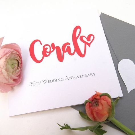 35th Coral Wedding Anniversary Card Wedding Anniversary Party Games, Happy 35th Anniversary, Wedding Anniversary Pictures, Anniversary Party Games, 35th Wedding Anniversary, Wedding Anniversary Card, Parents Anniversary, Anniversary Pictures, Wedding Congratulations