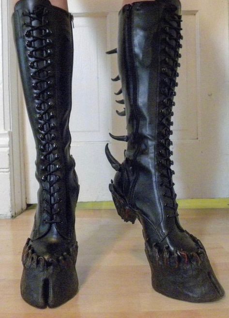 Hooved Shoes, Hoove Shoes, Teeth Boots, Hooves Shoes, Demon Outfit, Nature Goth, Hoof Shoes, Sale Video, Goth Shoes