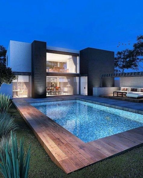 Backyard Swimming Pool, Modern Pools, Backyard Pool Designs, Swimming Pools Backyard, Swimming Pool Designs, House Goals, Pool Houses, Pool Designs, Backyard Pool