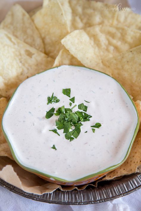 Mexican Greek Yogurt Dip by Yellow Bliss Road Mexican Sour Cream, Greek Yogurt Dip, Yellow Bliss Road, Greek Yogurt Dips, Sour Cream Dip, Mexican Sauce, Easy Dip, Mexican Meals, Cream Dip