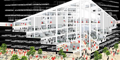 OMA, Axel Springer media centre, Berlino. ﻿﻿Image courtesy OMA Oma Architecture, Lebbeus Woods, Module Design, Berlin Photos, German Architecture, Steven Holl, Rem Koolhaas, Architectural Rendering, Carlo Scarpa