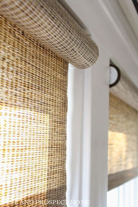 Woven Roller Shades, Pine And Prospect, Select Blinds, Dining Room Windows, Window Treatments Living Room, Blinds Design, Bamboo Blinds, Window Covering, Bamboo Shades