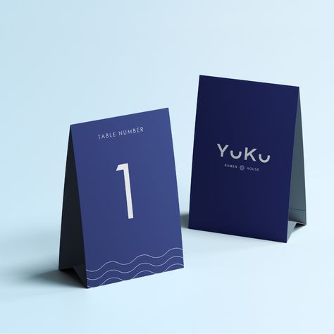 Brand Identity implemented onto a table number stand for the Japanese restaurant Yuku.