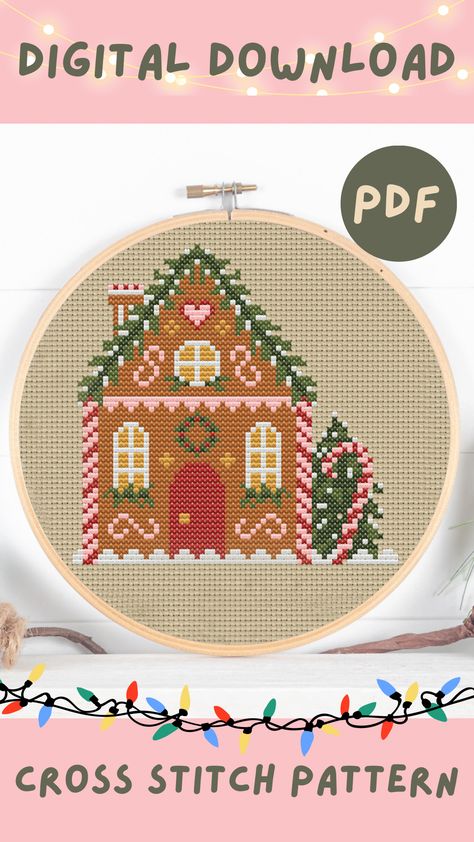 What To Do With Cross Stitch Projects, Pink Christmas Cross Stitch, Gingerbread Cross Stitch Patterns Free, Christmas Kitchen Cross Stitch, Christmas Sweater Cross Stitch, Gingerbread House Cross Stitch Pattern Free, Cross Stitch Gingerbread House, Gingerbread House Cross Stitch, Gingerbread House Cross Stitch Pattern