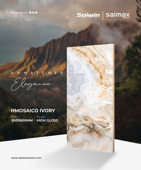 Unmatched Elegance #saiwinceramic #highglossseries #digitalwalltiles #300x600mm #walltiles #interiordesign #design #interior #homedecor #homedesign #inspiration #designer #interiorstyling Ceramic Creative Ads, Interior Social Media Design, Social Media Interior Design, Marble Creative Ads, Tiles Social Media Post, Interior Social Media Post, Tiles Ads, Interactive Web Design, Website Banner Design