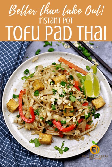 Vegan tofu pad Thai is a quick, tasty version of everyone’s favorite takeout dish. This recipe features rice noodles in a slightly sweet and spicy sauce. This wholesome dish packs tons of flavor, for a dinner you and your family will love. Make this yummy plant based recipe the next time you have a craving for takeout! Instant Pot Video Recipe + Stove Top Recipe. Pad Thai Instant Pot, Thai Instant Pot, Tofu Pad Thai, Vegetarian Thai, Vegan Pad Thai, Plant Based Recipe, Instant Pot Recipes Vegetarian, Vegan Instant Pot Recipes, Pad Thai Noodles