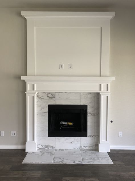 Fireplace Middle Of Wall, Mdf Fireplace Surround, Fireplace Molding Ideas, Paneling Fireplace, Fireplace Molding, Fireplace Trim, Farmhouse Fireplace Decor, Fireplace Mantel Designs, Fireplace Mantel Surrounds