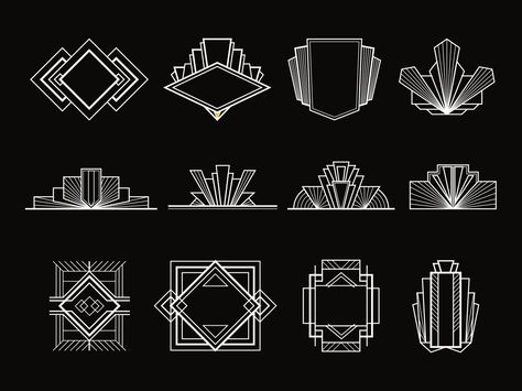 Art Deco Design Elements Art Deco Logo Design, Art Deco Graphic Design, Art Deco Design Elements, Interior Art Deco, Art Deco Logo, Art Deco Design Graphics, Art Deco Motifs, Illustration Art Nouveau, Art Deco Hotel