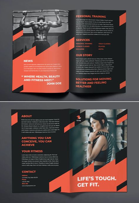 Gym Training Bi-Fold Brochure Template AI, EPS, INDD, PSD and MS Word Gym Brochure Design Fitness, Sport Brochure Design, Sport Magazine Layout, Gym Magazine, Gym Brochure, Sports Brochure, Fitness Brochure, Gym Ads, Instagram Branding Design