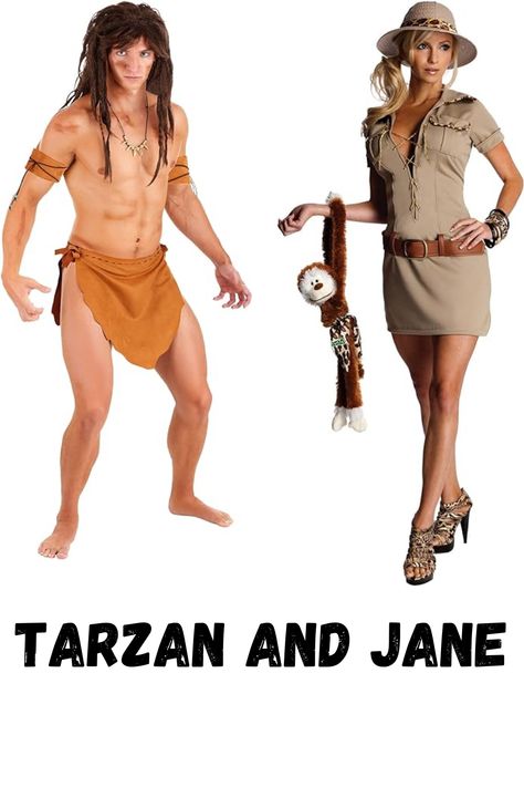 Tarzan And Jane Costume, Tarzan And Jane Costumes, Jane And Tarzan, Jane Costume, Jungle Costume, Most Popular Halloween Costumes, Popular Halloween Costumes, Tarzan And Jane, Safari Outfits