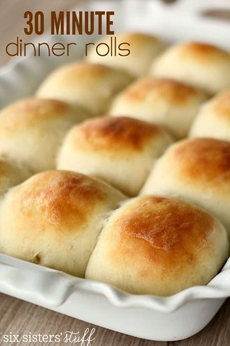 The holidays are just around the corner. These light and fluffy 30 Minute Dinner Rolls are so easy to make from SixSistersStuff. Perfect for first time bread makers.  #sixsistersstuff #rolls #thanksgiving 30 Minute Dinner Rolls, Quick Rolls, Six Sisters Stuff, Homemade Rolls, 30 Minute Dinners, Six Sisters, Homemade Dinner Rolls, Dinner Rolls Recipe, Homemade Dinner