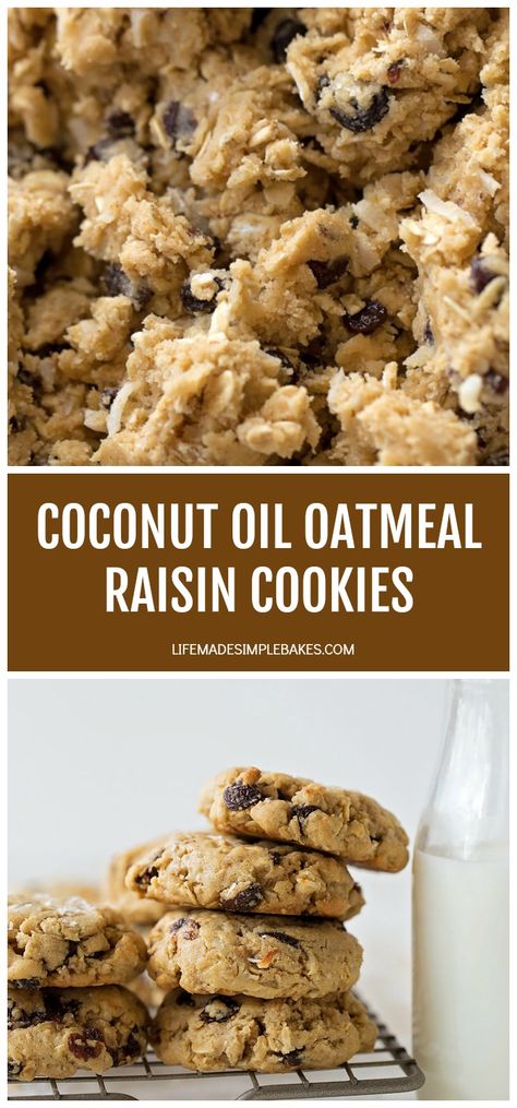 Coconut Oil Cookies, Life Made Simple, Baking With Coconut Oil, Soy Free Recipes, Coconut Oil Recipes, Healthy Food Facts, Oatmeal Raisin Cookies, Healthy Meals To Cook, Raisin Cookies