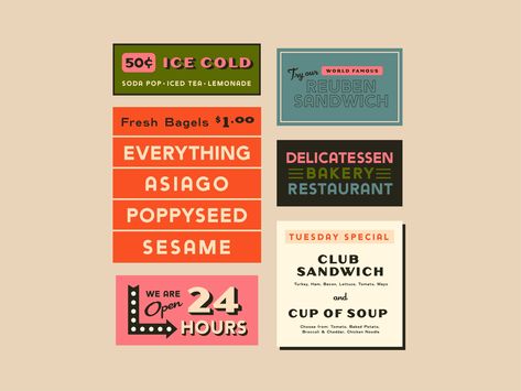 Deli Signage by Lauren Winters on Dribbble Deli Signage, Iced Tea Lemonade, Turkey Ham, Cup Of Soup, Reuben Sandwich, Baked Tomatoes, Club Sandwich, Signage Design, Soda Pop