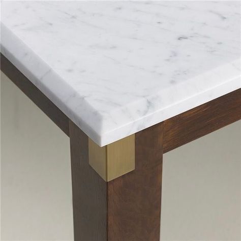 Beautiful detail on this dining table by @promemoria_italy.  Structure in stained ash-wood feet and details in bronze. Available with top in Bianco di Carrara marble Serena Stone and bronze. Woods Ideas, Chamfered Edge, Modern Scandinavian Furniture, Brass Interior, Joinery Details, Luxe Interiors, Furniture Details, Marble Table, Stairs Design