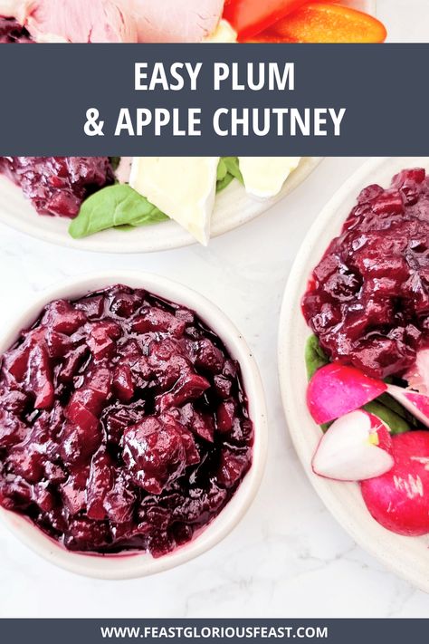 Apple And Plum Chutney Recipe, Plum Chutney Recipe Easy, What To Do With Plums Recipe, Easy Plum Recipes, Plum Chutney Recipe, Black Currant Recipes, Plum Chutney Recipes, Apple Chutney Recipe, Christmas Chutney