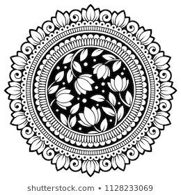 Madhubani Art Circle, Mandala Drawing In Circle, Round Mandala Design Patterns, Circular Mandala Design, Circular Mandala Art, Mandala Painting Ideas, Round Mandala Art, Circular Design Pattern, Mirror Jharokha