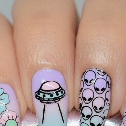 Charissa | Nail Art &Tutorials on Instagram: "Pastel Aliens �👽    #springnails #diynails #naturalnails #nailitdaily #nailspiration #dopenails #nailartwow #aliennails #aliens #gradientnails #ombrenails #pastel #pastelnails" Alien Nails Design, Alien Nails, Nail Art Tutorials, Gradient Nails, Pastel Nails, Nail Art Tutorial, Dope Nails, Ombre Nails, Diy Nails