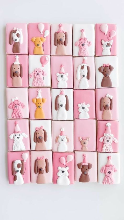 Birthday puppy cookies, puppy cookies decor ideas, puppy cookies ideas, cookies decorating ideas, cookies decor ideas Royal Icing Cookies Animals, Dog Cookies Decorated Royal Icing, Dog Royal Icing Cookies, Dog Sugar Cookies Decorated, Roll Out Cookie Recipe, Puppy Cookies, Painted Sugar Cookies, Powdered Food Coloring, Birthday Puppy