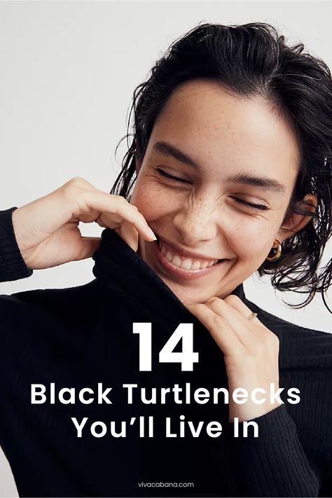 Whether you’re shopping a super-slim top that layers effortlessly underneath a chunky sweater, jumper, and the like…or shopping a more substantial turtleneck that you tuck into a midi skirt, pair with slim jeans, and more… A black turtleneck is a true cold-weather essential. From classic cottons to wool and cashmere blends, shop all our favorite black turtlenecks for winter, right this way. Style A Black Turtleneck, Jeans And Jumper Outfit, Turtleneck Top Outfit, Black Jumper Outfit, How To Wear Turtleneck, Turtleneck Outfit Layering, Black Turtleneck Outfit, Turtleneck Sweater Outfit, Fall Turtleneck