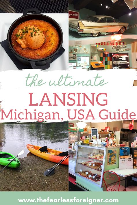 Your complete guide to Lansing, Michigan, USA. If you are wondering where to go in Michigan, Lansing has the perfect mix of city activities and outdoor adventures in nature. Find out what to do in Lansing, where to stay in Lansing and what to eat in Lansing. #LansingMI #Michigan #MichiganTravel #DiscoverMichigan #MidwestTravel #USARoadTrip #SummerTravel #TheFearlessForeigner Lansing Michigan Things To Do, City Activities, Michigan Mitten, East Lansing Michigan, Southwest Michigan, Usa Destinations, Lansing Michigan, Midwest Travel, Travel Bucket List Usa