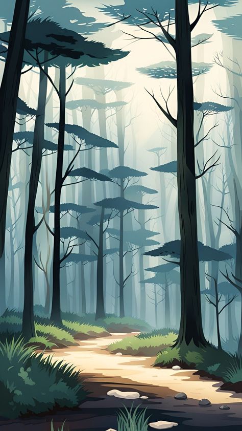 Forest Drawing Background, Forest Drawing, Wood Illustration, Forest Mural, Forest Illustration, Bright Art, Background Drawing, Woodland Scene, Fantasy Forest