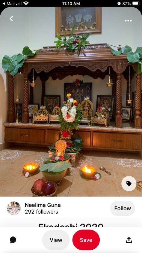 Vinayaka Chavithi Background Decoration, Pooja Mandapam Designs, Mantapa Designs, Mandiram Designs, Devghar Design, Puja Room Design Indian, Temple Ideas, Wooden Temple For Home, Wooden Temple