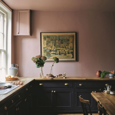 Picking Paint Colors for our 1970's Remodel - Nesting With Grace Popular Kitchen Colors, Picking Paint Colors, Black Kitchen Cabinets, Popular Kitchens, Farrow And Ball, Best Paint Colors, Pink Kitchen, Kitchen Color, Painting Kitchen Cabinets