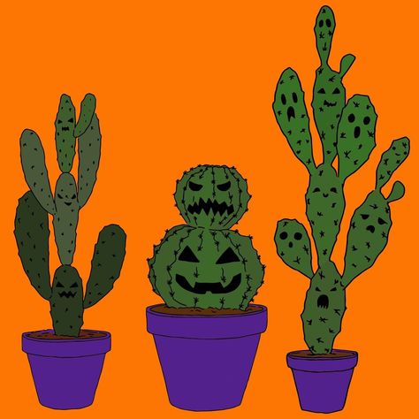 Halloween Cactus, Arizona Room, Painting Cactus, Cactus Classroom, Countdown Christmas, Holiday Cactus, Halloween Countdown, Halloween 4, Pumpkin Carving Templates