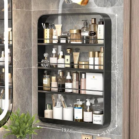 Bathroom Wall Storage, Wall Shelves Design, Bathroom Wall Cabinets, Small Bathroom Storage, Creative Storage, Toilet Storage, Bathroom Shelf, Wall Storage, Cosmetic Storage