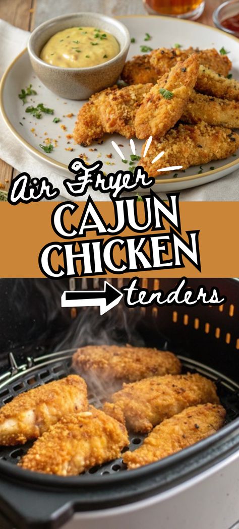 These Crispy Cajun Chicken tenders are the ultimate comfort food! Coated in a zesty Cajun Seasoning Mix, they’re air-fried to golden perfection. Great for quick Chicken Prep or as a standout recipe in your collection of Cajun Air Fryer Recipes. Easy Cajun Dinner Recipes, Homemade Chicken Tenders Air Fryer, Cajun Appetizers Easy, Chicken Tenderloin Recipes Air Fryer, Crispy Cajun Chicken, Cajun Chicken Tenders, Party Appetizers Easy Crowd Pleasers, Cajun Style Chicken, Cajun Cooking Recipes