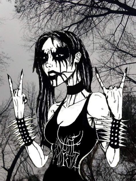 Corpse Paint, Black Metal Girl, Black Metal Art, Arte Grunge, Gothic Metal, Metal Girl, Arte Sketchbook, Creepy Art, Gothic Art