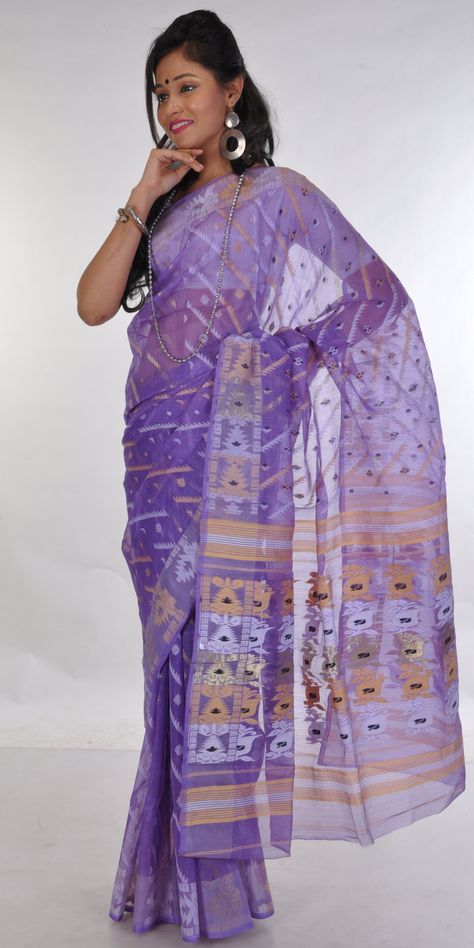 Powerful, Purposeful Purple, Jamdani Saree Style, Jamdani Saree, Feather Light, Saree Styles, Cotton Saree, Saree, Purple, Floral