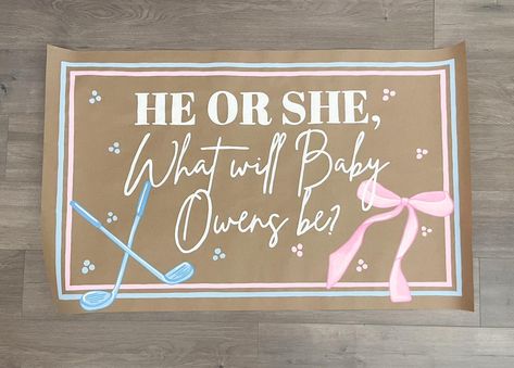 Signs For Gender Reveal Party, Gender Reveal Banner Ideas, Gender Reveal Signs, Gender Reveal Banner, Bow Gender Reveal, Banner Ideas, Sign Board, Paper Banners, Reveal Ideas